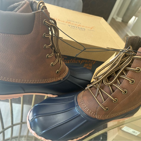 MENS BOOTS ADAM II TAN/ NAVY COLOR SIZE WEATHERPROOF 13M - Picture 6 of 8